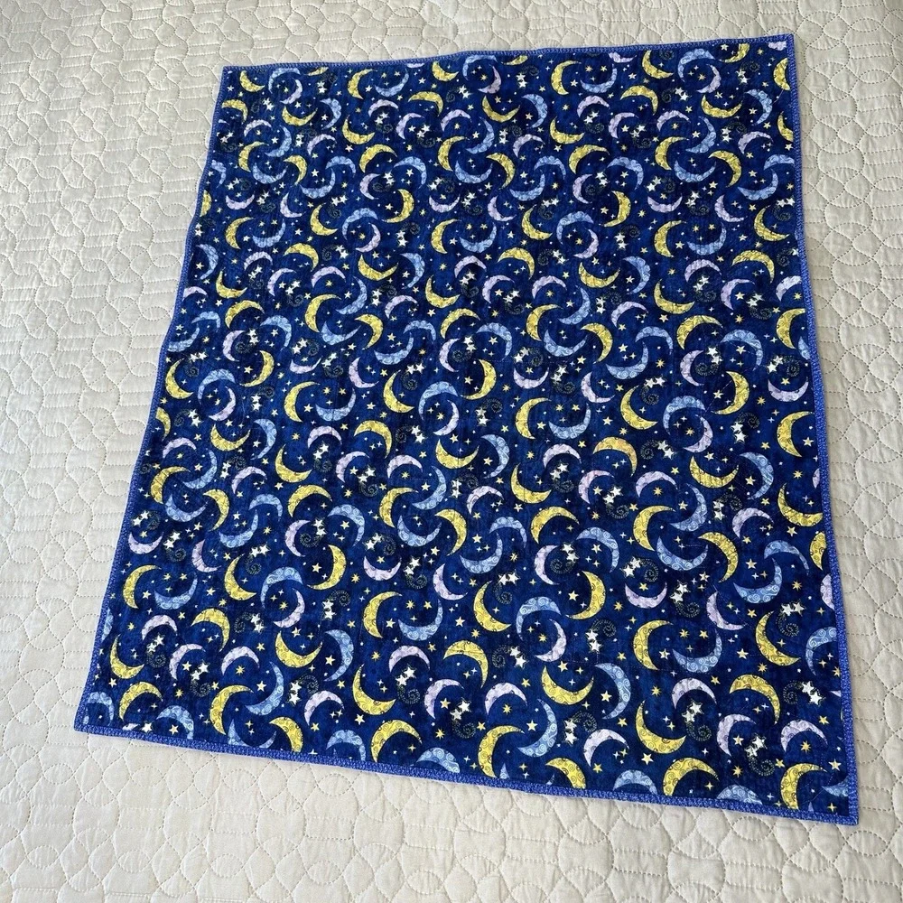 Bear Quilt Blanket Baby Moon Handmade Reversible Sleeping Rockets Stars Tie Dye